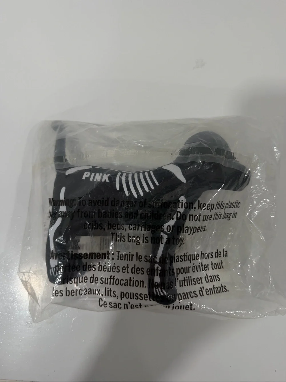 PINK Victoria's Secret Black Dog Bone-Shaped Skeleton Toy